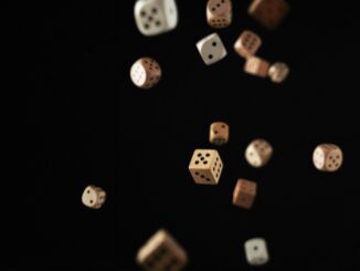a group of dices flying in the air